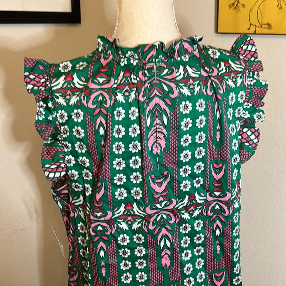 Macys ruffle sleeveless dress pink green pattern xl - Picture 6 of 8